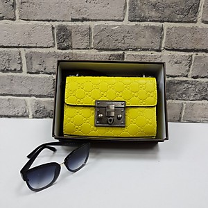 Женская жёлтая сумка GUCCI из кожи