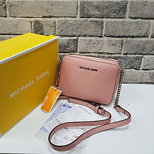 Женская розовая сумка MICHAEL KORS Jet Set Large Saffiano Leather Crossbody из сафьяновой кожи