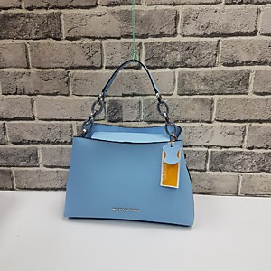 Женская голубая сумка MICHAEL KORS PORTIA MEDIUM SAFFIANO из сафьяновой кожи