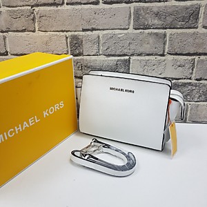Женская белая сумка MICHAEL KORS Selma Mini из сафьяновой кожи