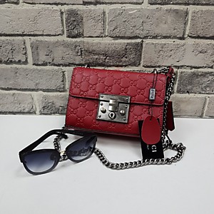 Женская красная сумка GUCCI из кожи