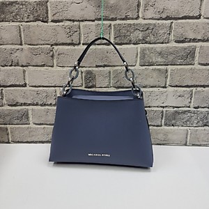 Женская синяя сумка MICHAEL KORS PORTIA MEDIUM SAFFIANO из сафьяновой кожи
